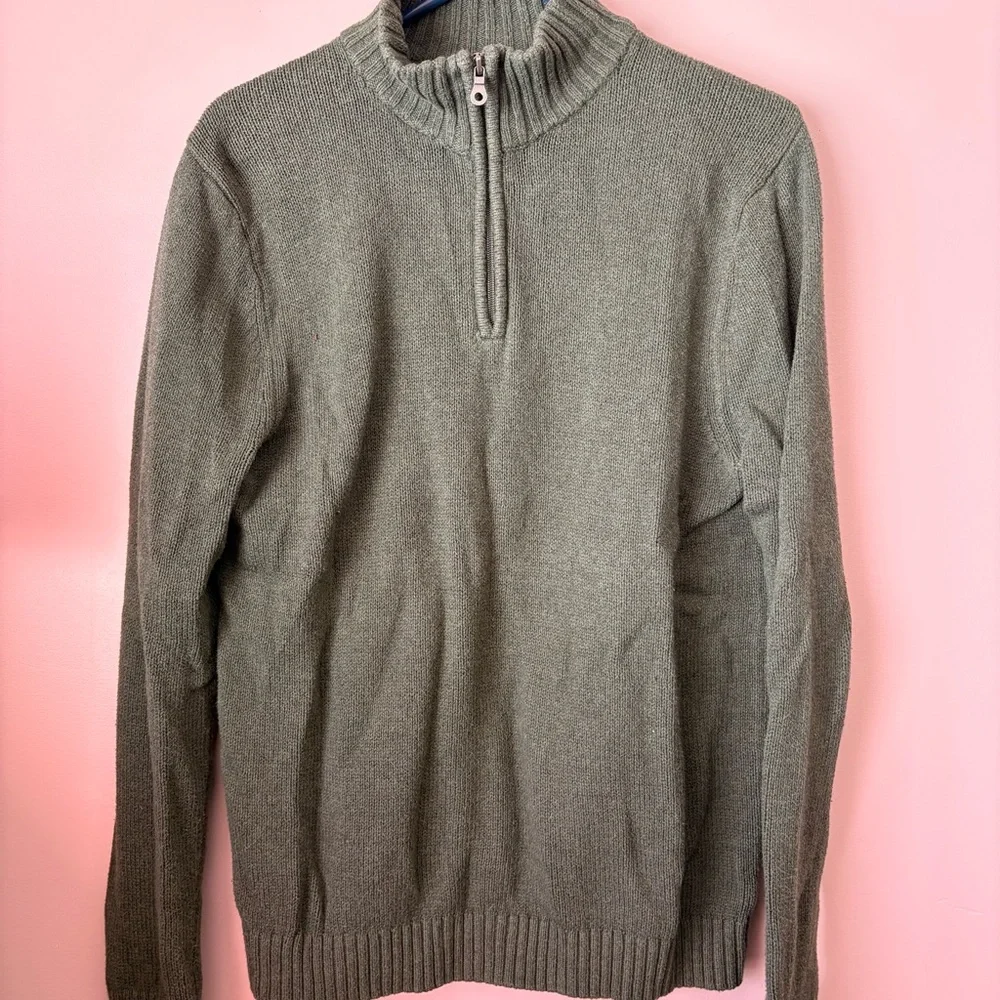 💙Croft & Barrow Men's Olive Green Zip-Up Sweater